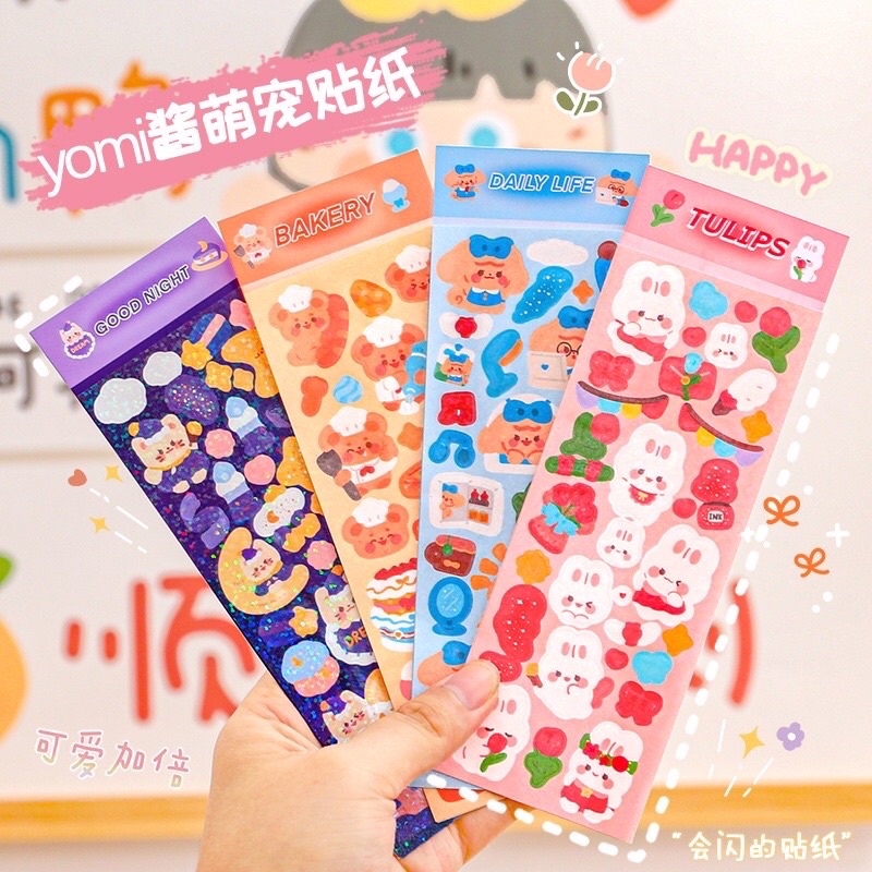 1 LEMBAR STIKER LUCU AESTHETIC DECO PLANNER DIARY BUNGA SCRAPBOOKING KIYOWO KAWAII GAYA KOREA UNIK K