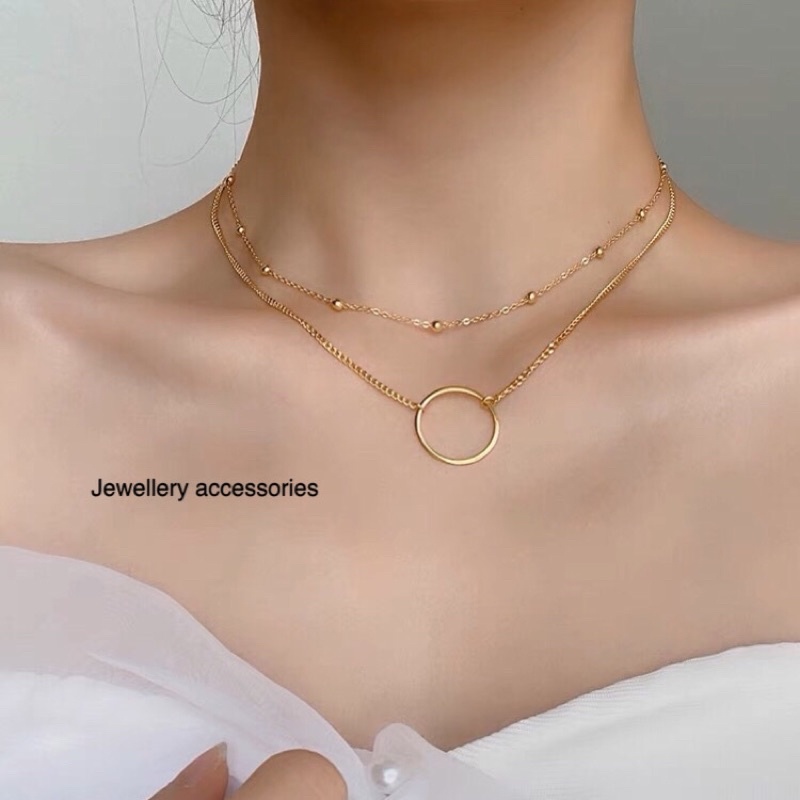 Kalung Titanium 2 Layer Biji Lada Korea Elegant Fashion Style