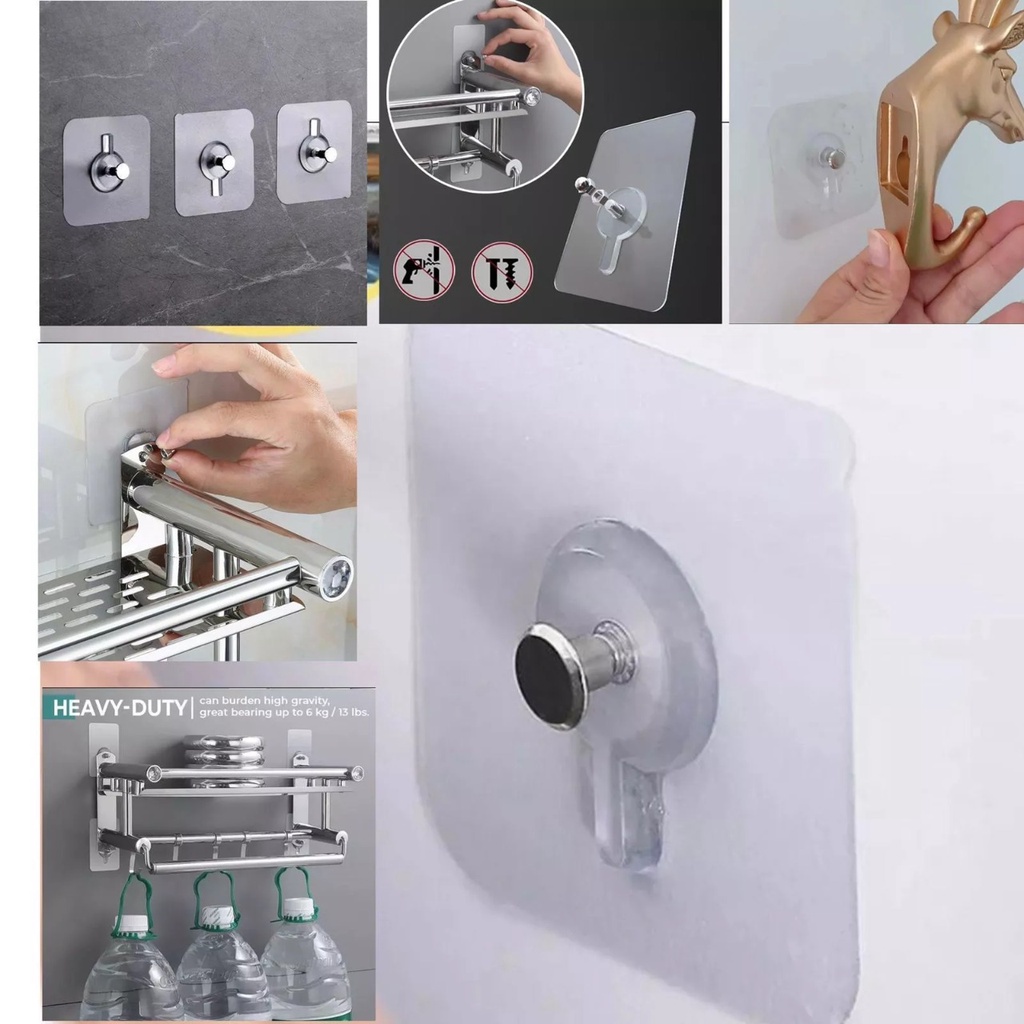 Gantungan HOOK Magic Kait Socket Tempel Dinding Transparan Serbaguna Model Paku Baut Tanpa Bor HM025 - ACS