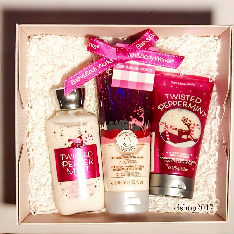 BATH &amp; BODY WORKS BBW TWISTED PEPPERMINT PAKET GIFTSET HAMPERS FOR VALENTINE MOTHERS DAY CHINESE LUNAR NEW YEARS EVE EID MUBARAK LEBARAN IDUL FITRI 2IN1 3IN1 4IN1 5IN1 6IN1 7IN1