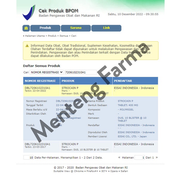 Strocain P 400 mg 10 Tablet - Obat Sakit Maag dan Asam Lambung