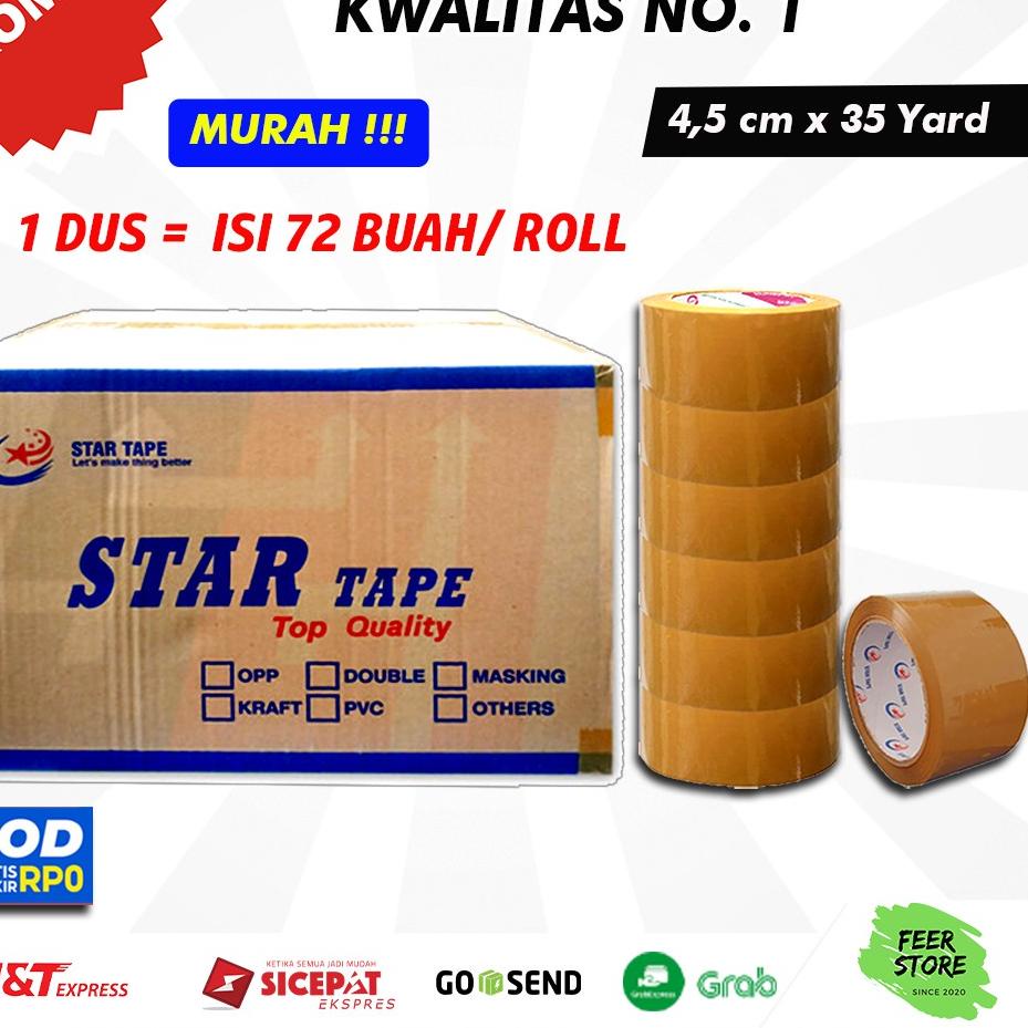 

✒✒ ( 12 ROLL / BUAH ) LAKBAN COKLAT LAKBAN BENING LAKBAN MURAH Ukuran 2 inch 4,5 cm x 35 m