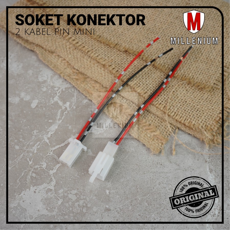 SOKET KONEKTOR / SOCKET SAMBUNG MOBIL MOTOR 2 PIN KECIL / MINI + KABEL