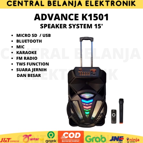 Speaker Bluetooth Advance 15inch K1501 / speaker advance K1501