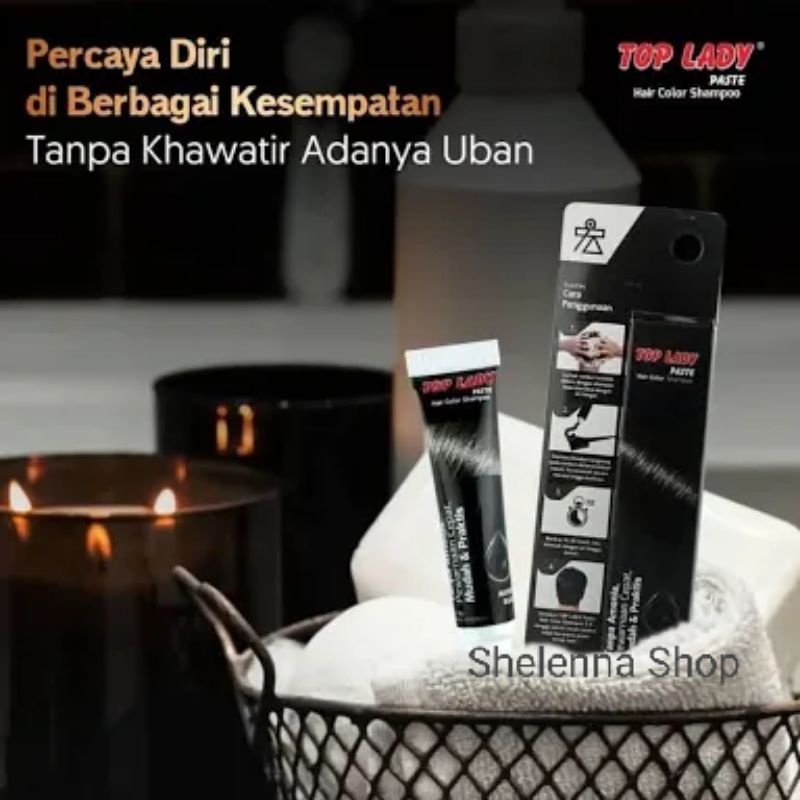 Top Lady Paste Hair Color Shampoo (Black) Shampoo Cream / Semir Rambut / TOP LADY PASTE SHAMPOO / SEMIR TOP LADY TUBE/PASTE 10 GR / Top Lady Paste Hair Color Shampoo (Black)