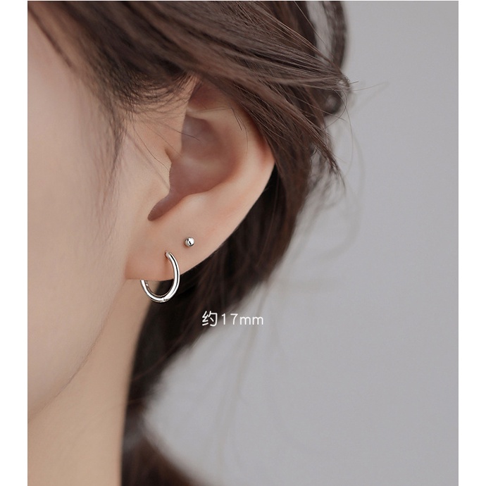 Korea Y2K Anting Perak Wanita Hypoallergenic Elegan Golden Hoop Earring Perhiasan Aksesoris