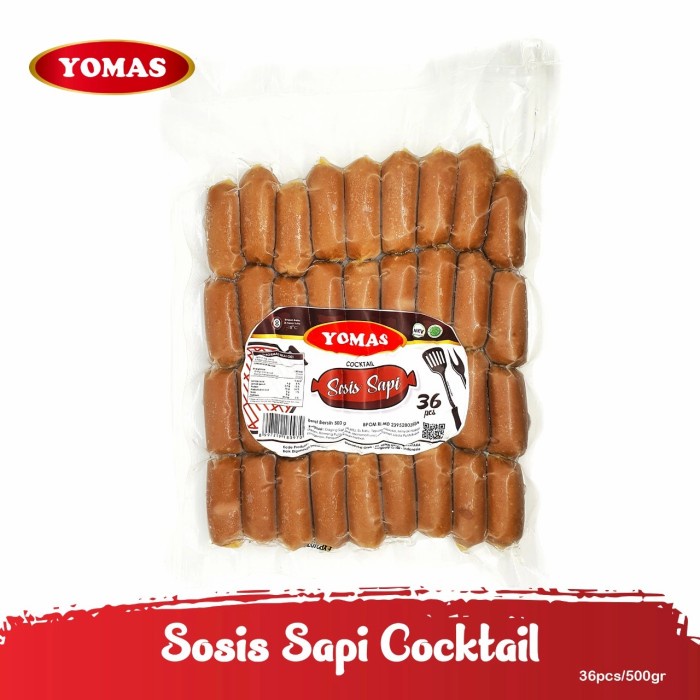 

YOMAS SOSIS SAPI COCKTAIL 500 GR 36s beef cocktail sausages 500 gram