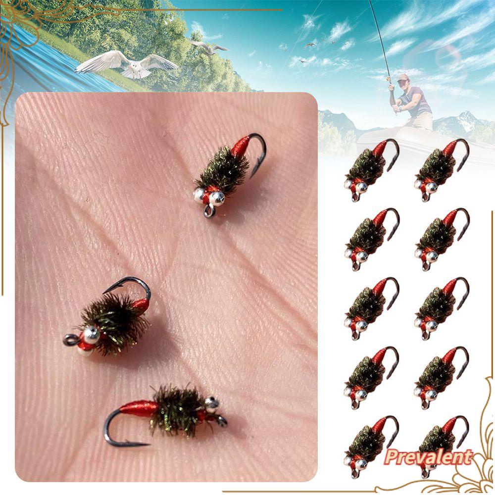 Preva 10PCS Umpan Pancing Fly Trout Portable Buatan Serangga Engkol Swimbaits Coklat Caddis