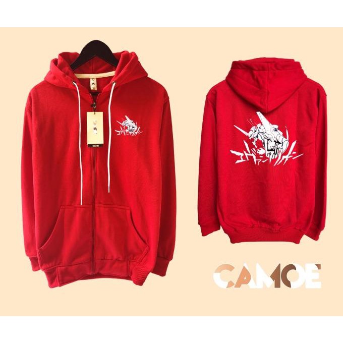 Jacket Anime Neon Genesis Evangelion Jepang Sweater Hoodie Pria Bahan Fleece Sablon Polyflex Zipper 
