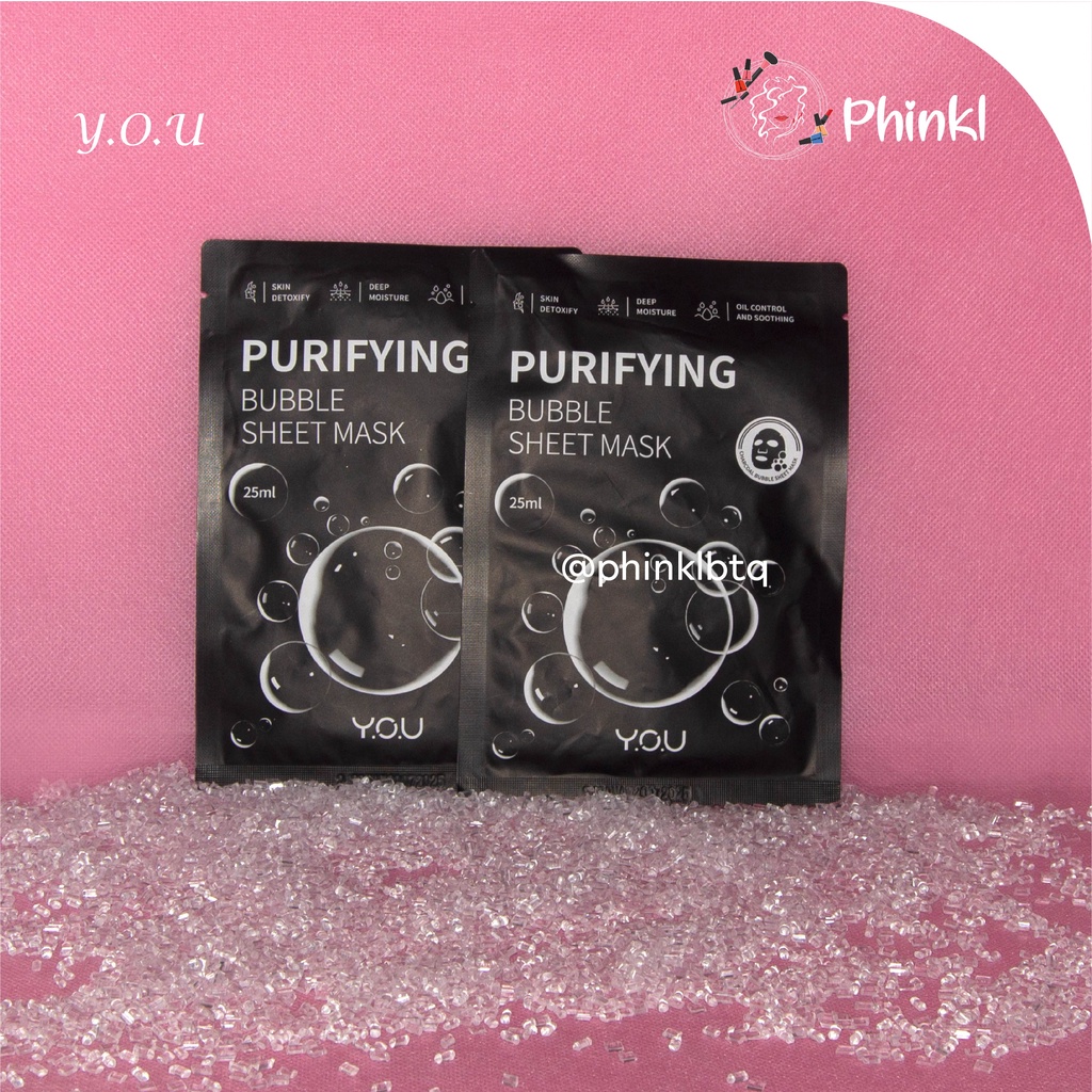 `ღ´ PHINKL `ღ´ Y.O.U bubble sheet mask masker wajah topeng tinggal tempel karbon hitam