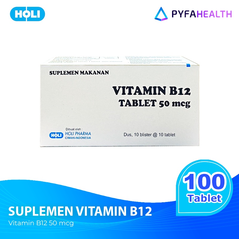 Jual Vitamin B12 50 mcg Suplementasi Vitamin B12 @ 100 Tablet | Shopee