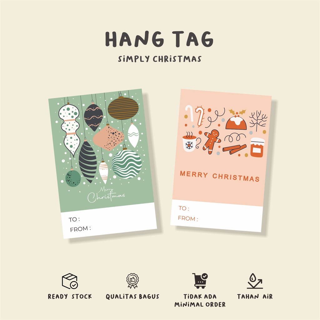 

( 25 pcs ) jual hang tag tema SIMPLY CHRISTMAS/murah/label tag baju/hang tag