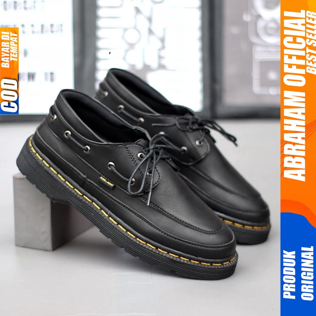 Sepatu Formal Pantofel Kerja Pria Docmart Low Boots Hitam Abraham Rooney