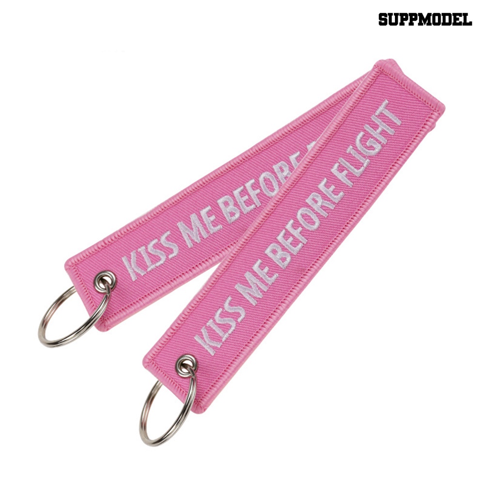 [Auto] Kiss Me Before Flight Tag Bordir Gantungan Kunci Mobil Key Ring Holder Liontin Charm