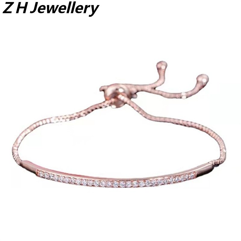 [Z H Jewelry] Hip Hop Rock Wanita Fashion 18K Zirkon Gelang Pesta Perhiasan Aksesoris