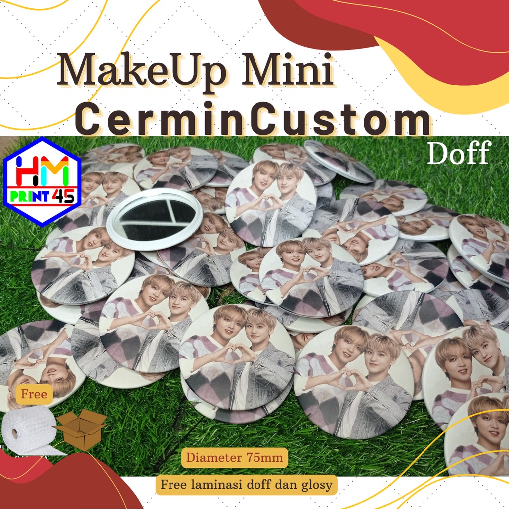 PIN CERMIN KACA MAKE UP 75mm SOUVENIR CUSTOM