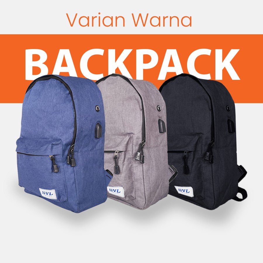 BACKPACK SVL Ransel Laptop IMPORT Waterproof Distro Bagpack Gendong Pria Wanita Anak Tas Sekolah Kuliah Kampus Mini Jumbo Hitam Anti Air