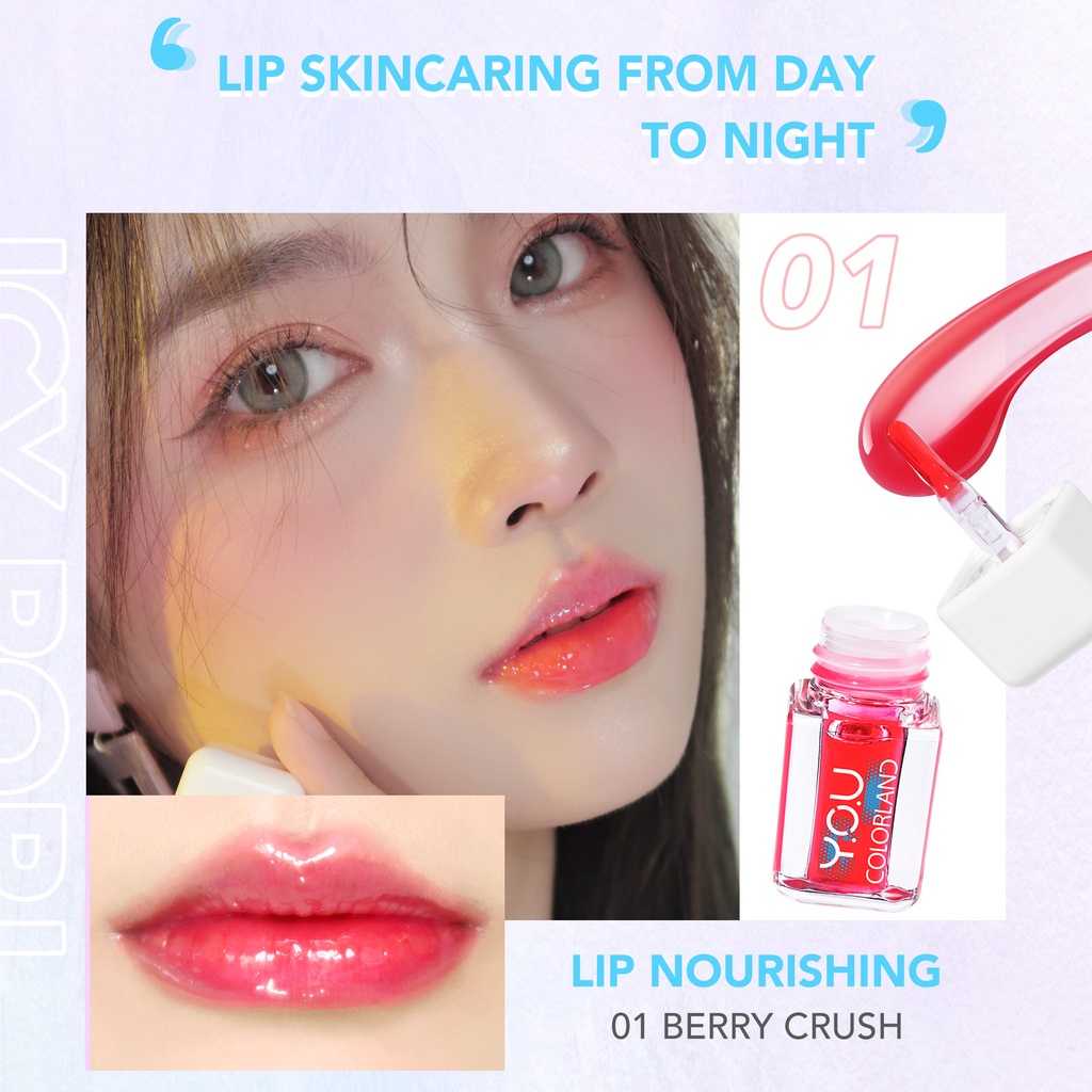 You Colorland Icy Glow Lip Serum | Serum Bibir | Vitamin E | Pelembab Gloss Bibir Hitam