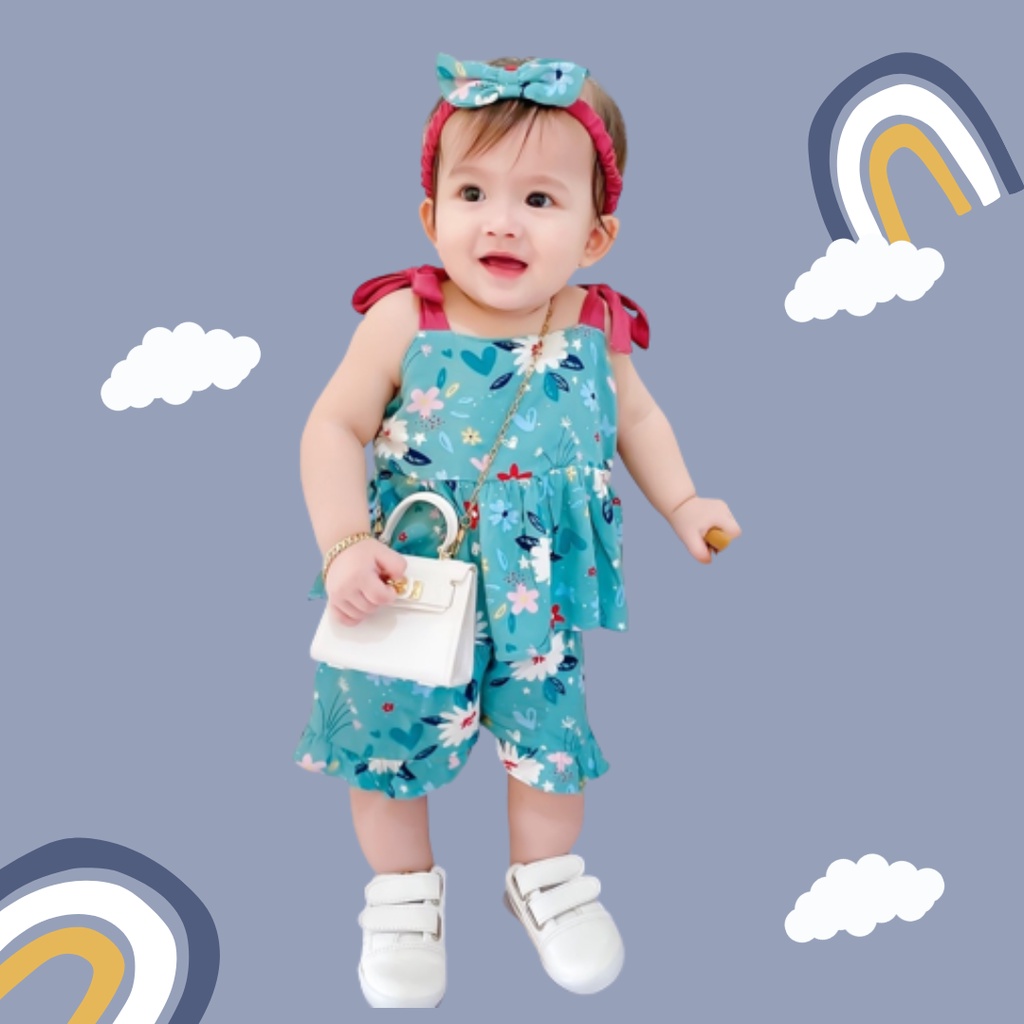 SALE 10.10 Plazababyku BBB MOANA setelan anak perempuan jumper jumpsuit bayi polos lucu free headband