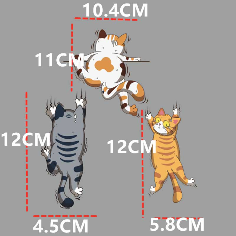 3pcs/set Mobil Universal Seluruh Tubuh Kepribadian Menyenangkan Lucu Kucing Peliharaan Stiker Mobil Goresan Kucing Putih Stiker Mobil Dekorasi Rumah Pesta Hadiah