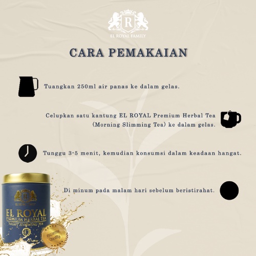 EL ROYAL PREMIUM HERBAL TEA MORNING &amp; NIGHT TEH HERBAL 1 PAKET - BPOM FREE SISIR SAKU TEH PELANGSING