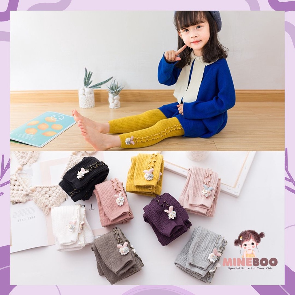 mineboo - LEGGING AILEEN 301 Legging Anak Bayi Perempuan Tebal Import Ruffle Bunga Bintang Kelinci