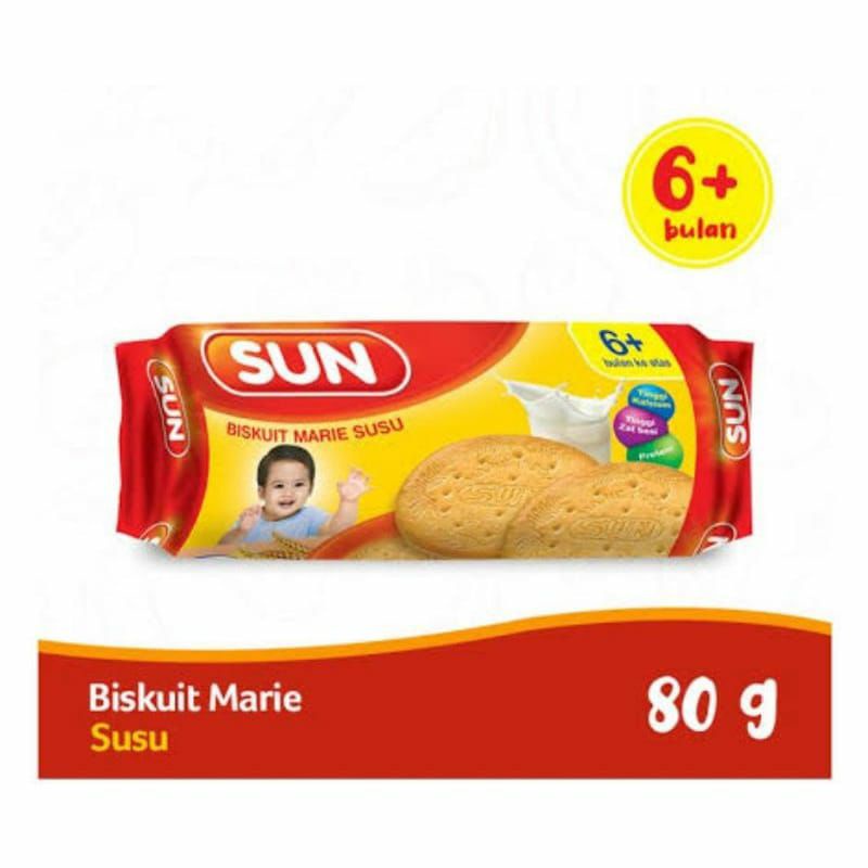 

Sun biskuit Marie susu 80g 6+