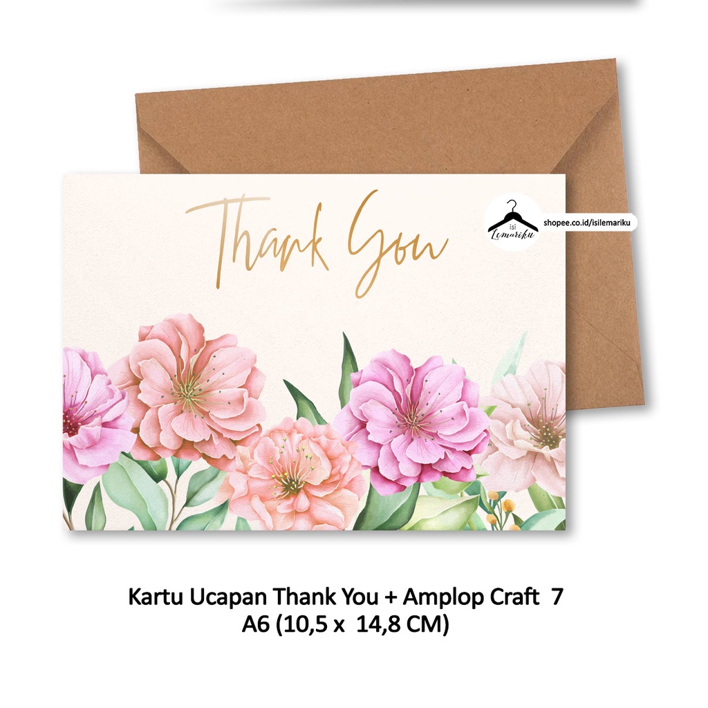 Kartu Ucapan Greeting Card Thank You + Amplop Craft A6