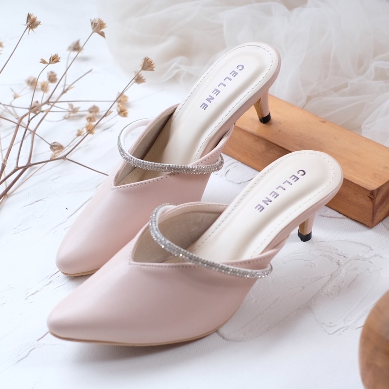 𝗖𝗘𝗟𝗟𝗘𝗡𝗘 Ghea Heels / sepatu pesta kondangan wedding wisuda 5cm selop