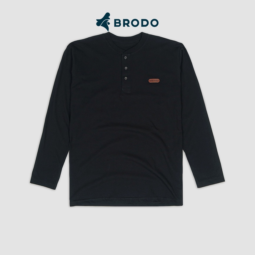 BRODO - Kaos Henley Long Sleeve Black Size M