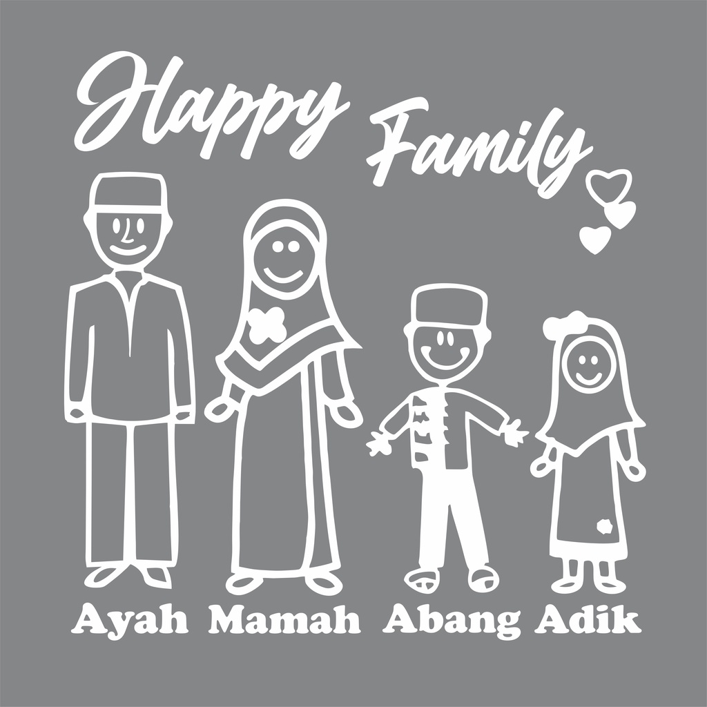 CUTTING STICKER MOBIL STIKER HAPPY FAMILY STIKER KACA HAPPY FAMILY TERMURAH