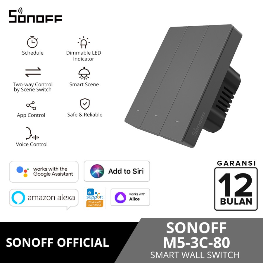 Sonoff Smart Wall Switch M53C80 saklar wireless smart home IOT