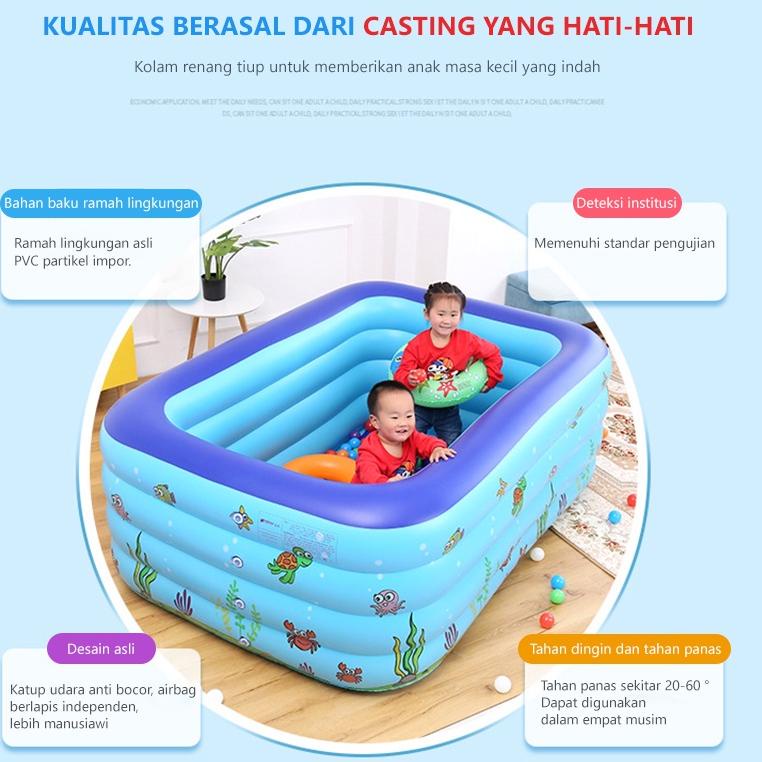 R1P7 210cm kolam renang anak jumbo kotak biru besar  keluarga swimming pool rubber karet family kota