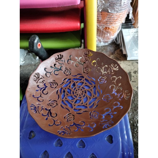 Ingka Plastik Bulat Motif Bunga Diameter 23cm Satu Lusin Isi 12pcs