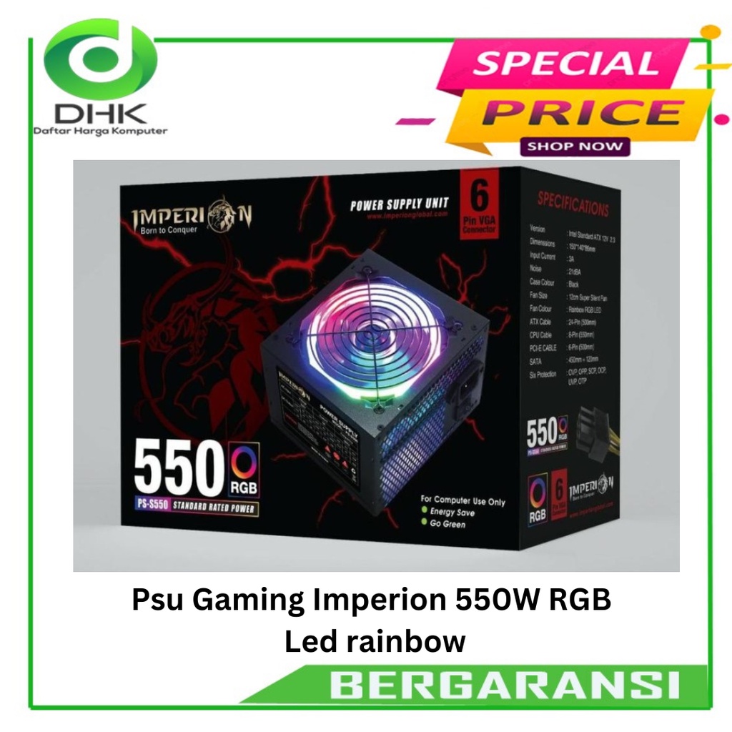 Psu Gaming Imperion 550W RGB Led rainbow Power supply