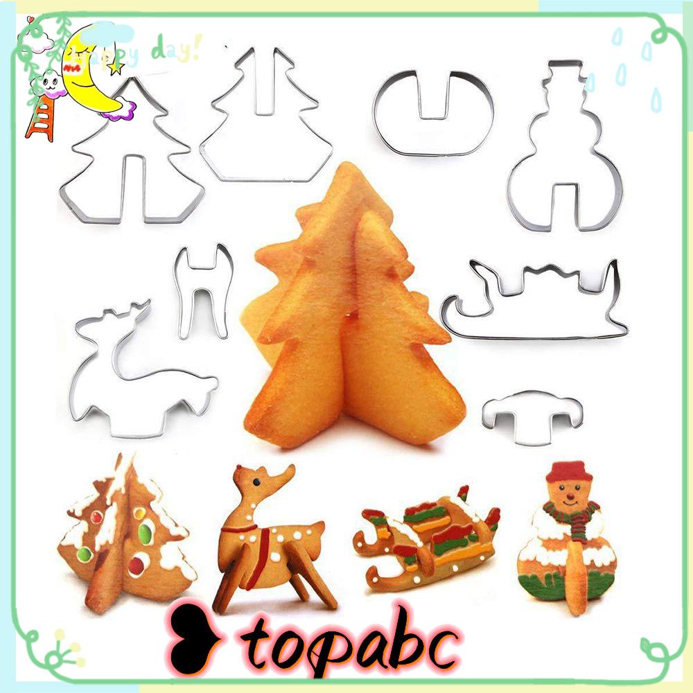 Top 8pcs 3D Natal Makanan Fondant Stainless Steel Cetakan Kue Cetakan Kue