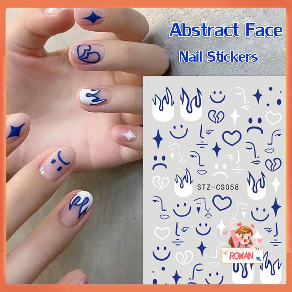 R-bunga Stiker Kuku Pria Wanita DIY Manicure Klein Blue Nail Art Deco