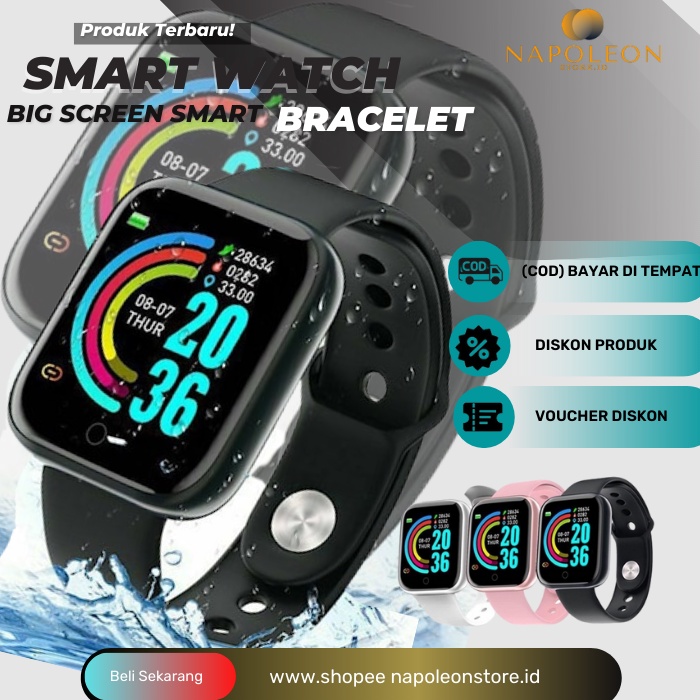 Jam Tangan Pintar Pria Wanita Y68  Smart Watch Digital Original Jam Tangan Smartwatch Couple Anti Ai