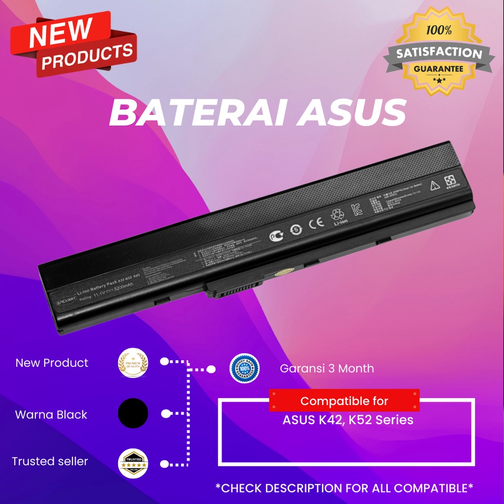 Baterai Laptop Asus K42F K42J K42JC K42JE K42 K52 A32-K5