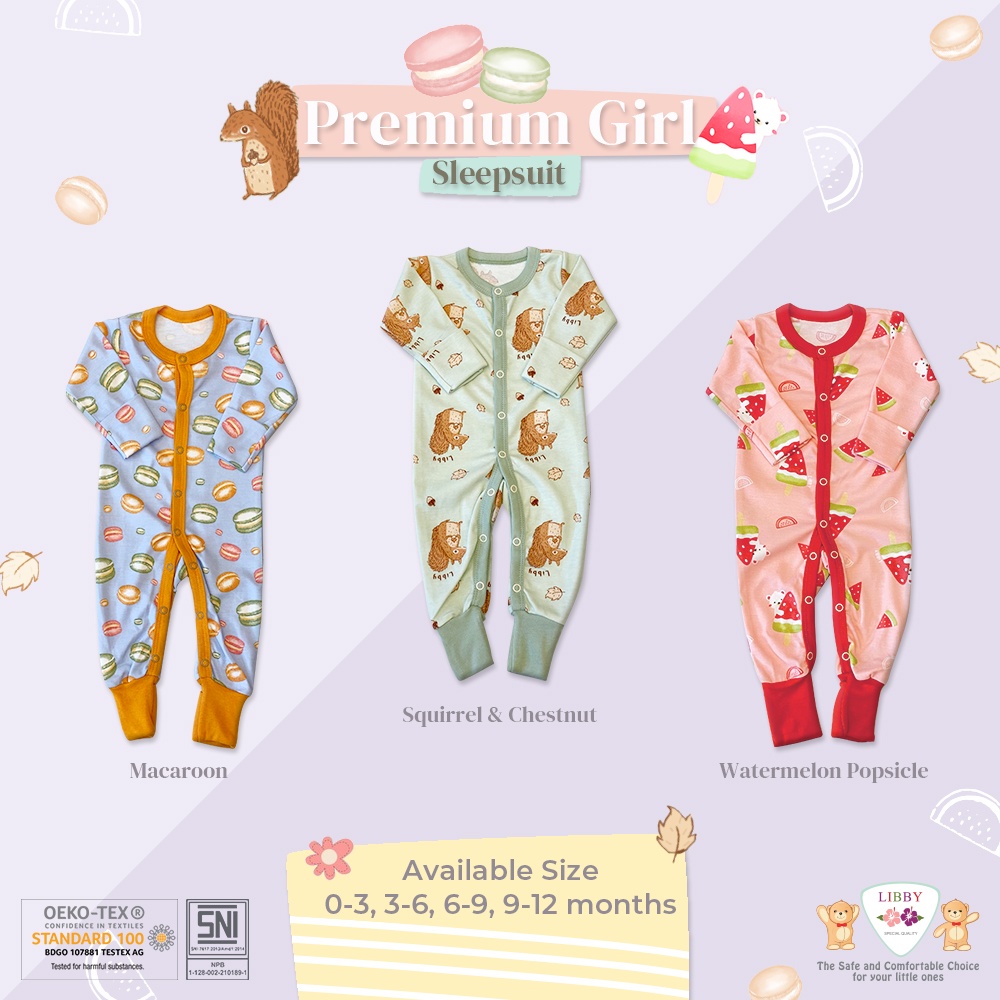 Libby Baby Premium Sleepsuit Motif Girl Piyama Bayi (1pc/pack)