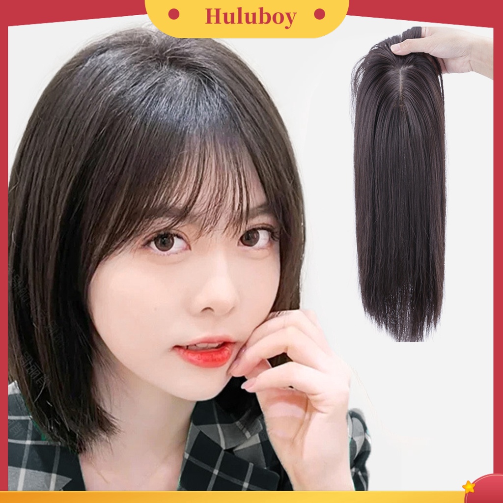 Wig Poni Model Pendek Lurus Bahan Sintetis Breathable Ukuran 25 / 35cm Untuk Wanita