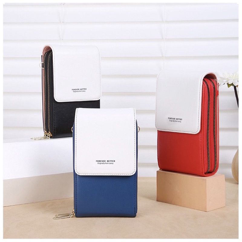 FOREVER BETTER Tas Selempang Kulit Wanita Asli Korea Dompet Hp Cewek FY L068