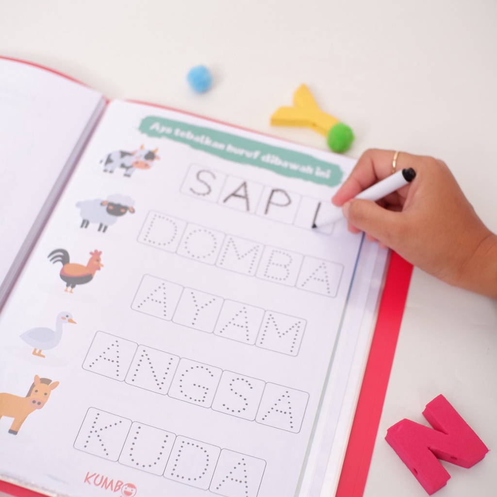 Buku Aktivitas Anak Daily Worksheet Anak TK PAUD Presschool Kegiatan Menggunting dan Menempel Wipe And Clean Activity