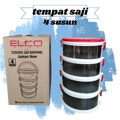 Tudung saji Elco / rantang susun 4 / tutup saji 4 susun tenteng / food cover ROYAL08
