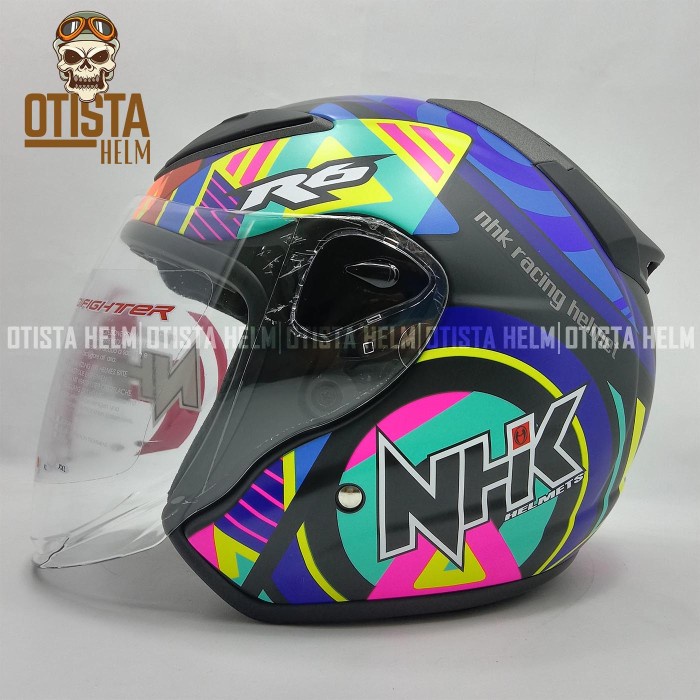 Helm Half Face Nhk R6 Pigment Black Doff Single Visor
