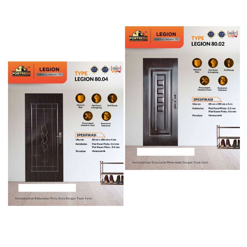 Pintu Baja Motif Urat Kayu Fortress Type Legion