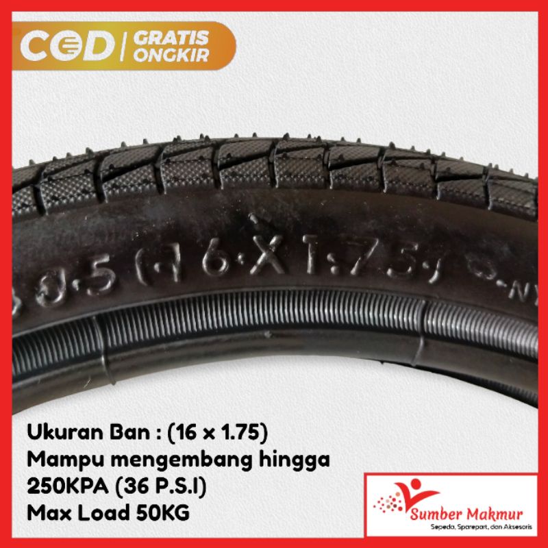 Ban Luar Sepeda 16 x 1.75 Mini CTB Lipat Merk Atlantis Kingland