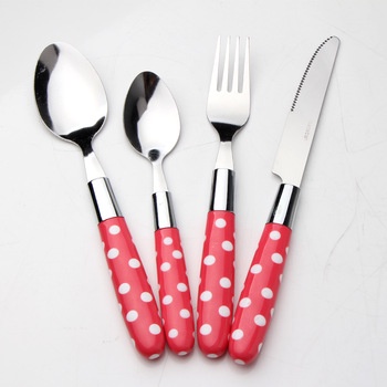 Sendok Makan Garpu Pisau Set Polkadot - Sendok Garpu Polkadot Sendok Garpu Set Pisau Polkadot 24pcs