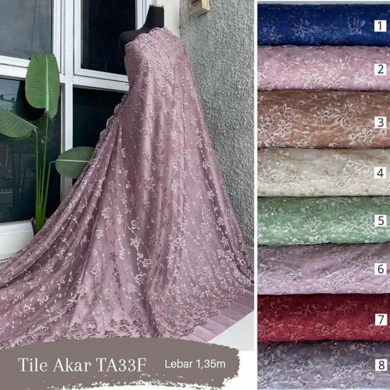 [TERMURAH] Kain Brokat Tile Akar Mutiara Import by Maharani Textile