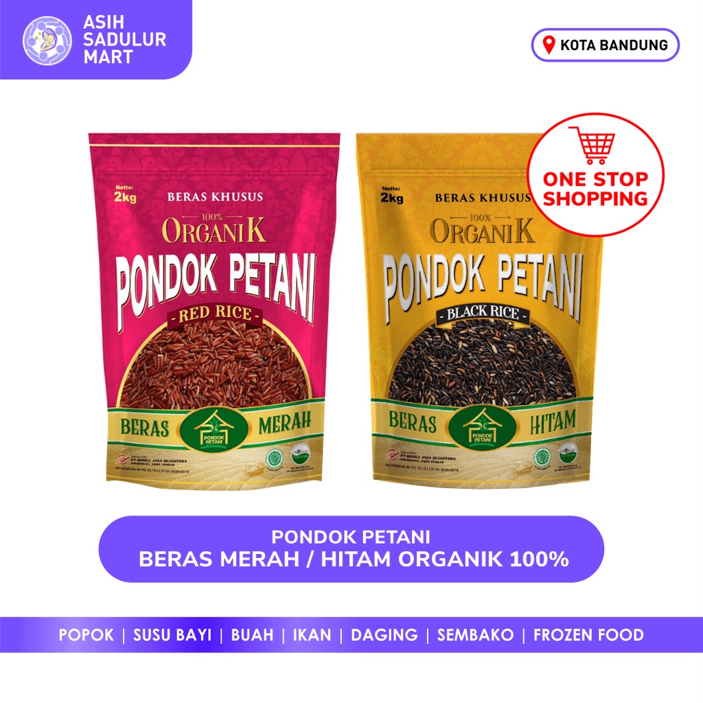 Beras Merah / Hitam Organik Pondok Petani 2kg Promo Bandung